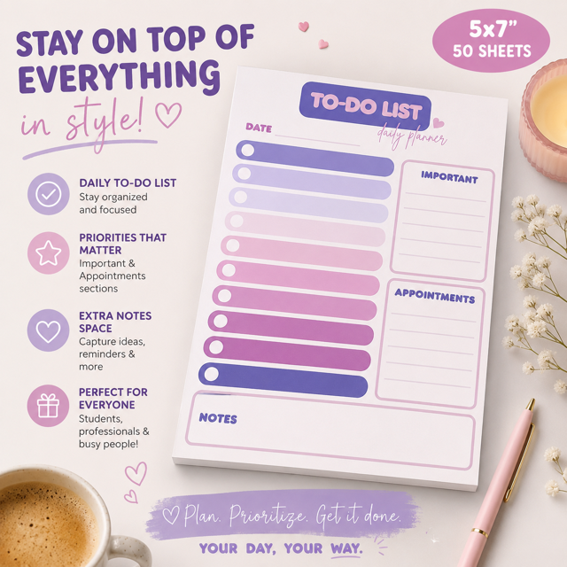 5"x7" To-Do List Notepad