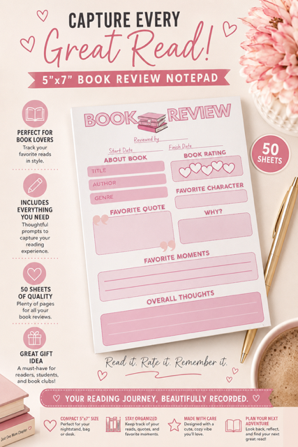 5"x7" Book Review Notepad